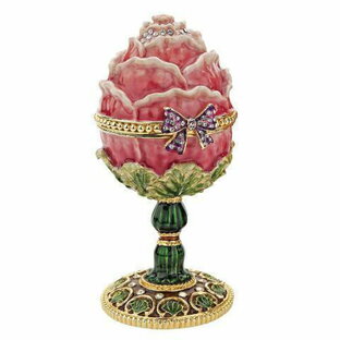 style 庭園の宝物コレクション ロマノフ・スタイル エナメル ファベルジュエッグ バラ彫刻 彫像 宝石箱 隠し箱 化粧室 プレゼント贈り物の画像
