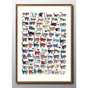 アート ポスター おしゃれ 絵画 インテリア 猫 ネコ キャラクター 図鑑 モダン A3サイズ 北欧 イラスト マット紙 管理ID:13485の画像