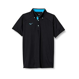 [ミズノ] トレーニングウェア ポロシャツ ボタンダウン 半袖 吸汗速乾 ブラック/ディーバブルー(19年モデル) Lの画像