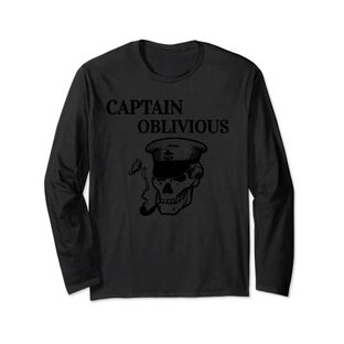 Captain Oblivious Skull Design Cousin of Captain Obvious 長袖Tシャツの画像