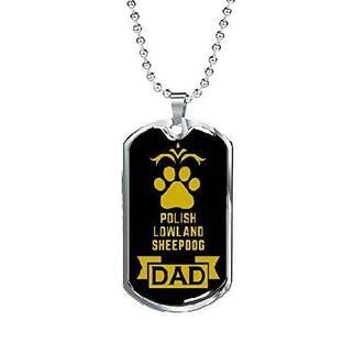 Express Your Love Gifts Polish Lowland Sheepdog Dad Dog Necklace Engravable Stainless Steel Dog Tag W 24" Dog Owner Lover 並行輸入の画像