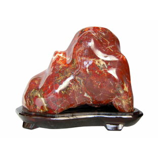 紅加茂石 水石 磨き 鑑賞石 景石 飾り石 台付き 赤石 希少 y-kaw1701-004の画像