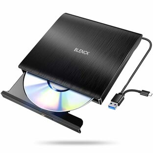 【2024革新モデル】 外付けDVDドライブ 極静音 CD DVDドライブ 外付け 高速 USB 3.0&Type-Cデュアルポート 外付けCDドライブ 読み出し&書き込み CDドライブ 外付け ドライブ PC 外付け 軽量 外付けDVD ドライブ 光学ドライブ 外付け DVD ドライブ Mac OS Windows7/8/10 Windows11対応 cd/dvd ドライブ (ブラック)の画像