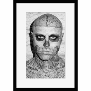 BW:Rick Genest/リック・ジェネスト/Zombie Boy/ゾンビボーイ/刺青タトゥーモデル/モノクロ写真フレーム-11(white mat/ホワイトマット)の画像