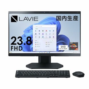 【Amazon.co.jp限定】 NEC LAVIE 国内生産 オールインワン デスクトップパソコン A23 23.8 型 AMD Ryzen 5 7530U 8GB 512GB SSD Officeなし DVD ブラックの画像