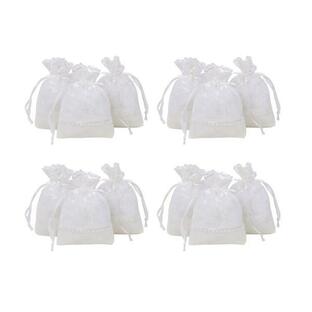 ギフト バッグ レース 刺繍 ホワイト 巾着袋 14×10cm 12枚セット ジュエリー ポーチ 包装 プレゼント 小物 収納 ラッピング (送料無料)mmk-q21の画像