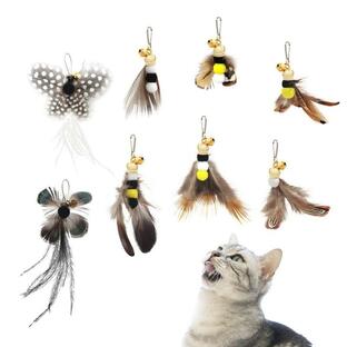 SONGWAY 猫 おもちゃ 猫じゃらし 羽根 ねこ玩具 昆虫 蝶 大飛ぶ虫 交換用の画像