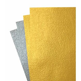 【Amazon.co.jp 限定】和紙かわ澄 金銀 もみ紙 金色 黄金色 銀色 大判 約38.5×53cm 2色各5枚 合計10枚入の画像
