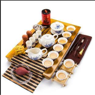 中国茶器 セット セラミック 無垢材 トレイ ポット 27ピースティースーツの画像