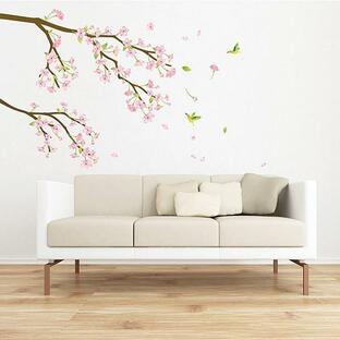 ウォールステッカー 壁 木 梅の花 貼ってはがせる のりつき 壁紙シール ウォールシール 植物 木 花 アジアン リメイクシート 宅Cの画像