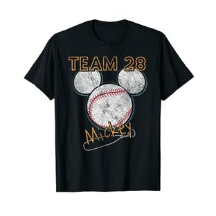 ディズニー ミッキーマウス 野球チーム 28 スポーツ アンティーク調 Tシャツの画像