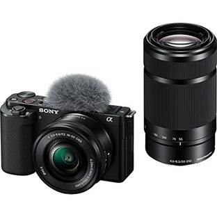 ソニー(SONY) Vlog用カメラ レンズ交換式VLOGCAM APS-C ミラーレス一眼カメラ ZV-E10 ダブルズームレンズキット(同梱レンズ:SELP1650+SEL55210) ウィンドスクリーン付属 ブラック ZV-E10Y Bの画像