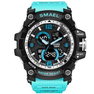 腕時計 メンズ SMAEL ミリタリー Gスタイル スポーツ ショック 軍 防水 LED クォーツ時計 1617 Light Blueの画像