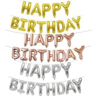 ご誕生日 おめでとう 風船 リボン付き Happy Birthday 掛ける 16インチ 風船 メガ割の画像