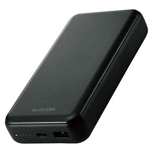 エレコム モバイルバッテリー 20000mAh 大容量 ( USB PD対応 ) 20W Type-C×1 / USB-A×1 ブラック DE-C34-20000BKの画像