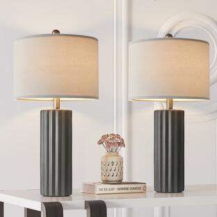 Oneach 25'' Farmhouse Ceramic Table Lamp Set of 2 for Bedroom Li 並行輸入品の画像