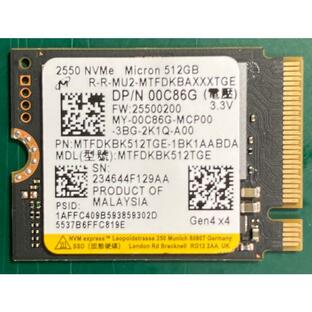 NVMe 512GB 2230 SSD Micron Samsung KIOXIA 純正品 M.2 PCIe 即納 新品PCからの抜き取り品の画像