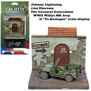 JOHNNY LIGHTNING ジョニーライトニング 1/64 ジープ ミリタリー ミニカー ジオラマ セット1:64 WWII Willys MB Jeep & "To Bastogne" Diorama ミニカーの画像