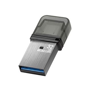 エレコム USBメモリ 32GB USB3.2（Gen1） Type-C キャップ式 シルバー MF-CAU32032GSVの画像