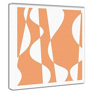 北欧 曲線 アートパネル 30cm × 30cm 日本製 ポスター おしゃれ インテリア 模様替え リビング 内装 オレンジ モダン 幾何学 ファブリックパネル pat-0074の画像