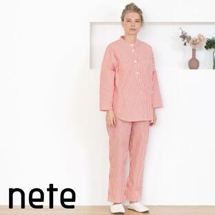 nete（ネテ）レディース プルオーバー パジャマ ブロード キャンディストライプ柄 綿100% 日本製 お洒落で着心地の良い 老舗パジャマ屋が作るパジャマの画像