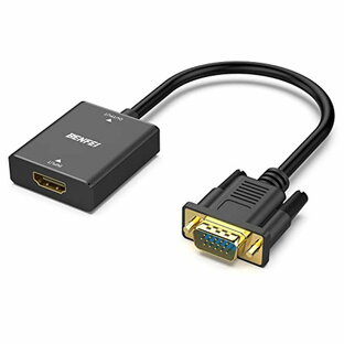 BENFEI HDMI-VGA（逆方向に非対応）、単方向 HDMI コンピューター - VGA モニターアダプター (メス - オス) 3.5mm オーディオジャック付き TV スティック、コンピューター、デスクトップ、ラップトップ、PC、モニター、プロジェクター、Raspberry Pi、Roku、Xbox に対応の画像