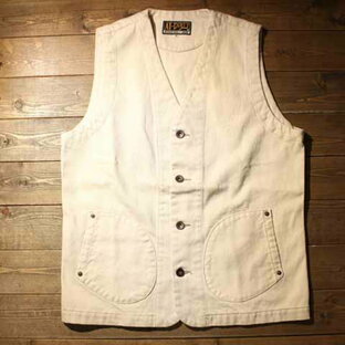 AT-DIRTY"WORKERS VEST"IVORY【AT-DIRTY】(アットダーティー)正規取扱店(Official Dealer)Cannon Ball(キャノンボール)【あす楽対応/送料無料/ワークベスト/ワーカーズ/ベスト/ホワイトデニム】の画像