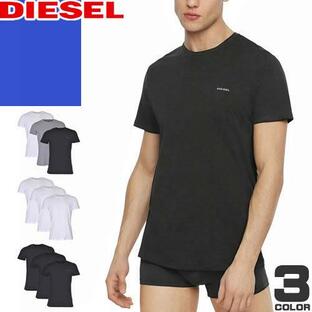 ディーゼル DIESEL Tシャツ 半袖 クルーネック 丸首 3枚組 3枚セット メンズ コットン 無地 大きいサイズ ブランド プレゼント 黒 白 ブラック ホワイト グレーの画像