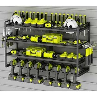 KAFAHOM 電動工具オーガナイザー - 8 ドリルホルダー 壁マウント 4層 高耐久 金属製電動工具収納ラック ガレージツールオーガナイザー 収納 ドライバーホルダー/の画像