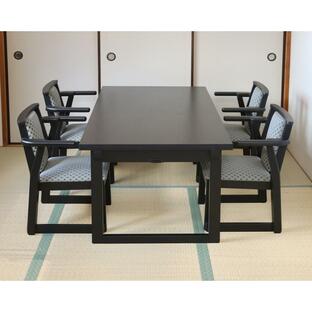 NEW和室用折りたたみテーブル5点セット 和室用テーブル1台150x80x高さ60cm 和室用椅子(肘付)4脚の画像