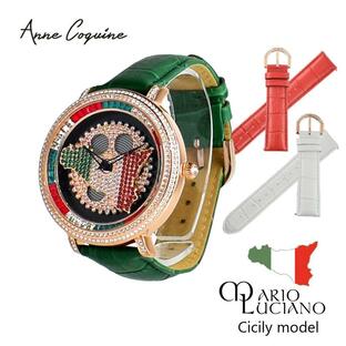 腕時計 時計 アンコキーヌ AnneCoquine メンズ マリオ・ルチアーノコラボ シチリアモデル 1015-0707 ブランド 高級 ぐるぐる 回る プレゼント ギフト ラッピングの画像