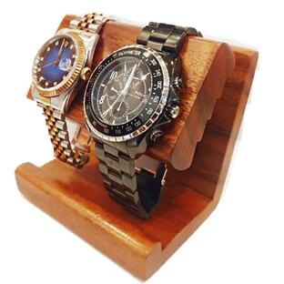 Nefelibata 腕時計 スタンド 木製 時計 ケース 置き 時計台 時計スタンド 収納 おしゃれ２本用 ナチュラルブラウンの画像