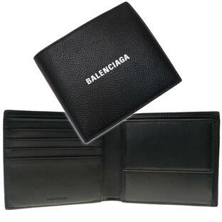 BALENCIAGA バレンシアガ メンズ二つ折り財布（小銭入れ付き） 594315 1IZI3 / CASH SQUARE FOLD COIN WALLET ブラック /定番人気商品の画像