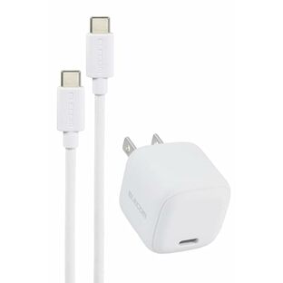 エレコム 充電器 Type-C 20W USB PD対応 USB-C 1ポート ケーブル付属 1.5m 折りたたみ式プラグ PSE認証 【 iPhone 15 / OPPO/Pixel など各種対応】 ホワイト EC-AC7620WHの画像