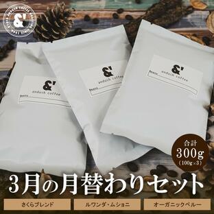 コーヒー豆 福袋 送料無料 珈琲豆 4月 月替わりセット 300g 約30杯分 焙煎後すぐ発送 コーヒー 豆の画像
