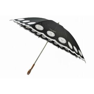 ケイト スペード ニューヨーク 日傘 レディース ブランド プチパラ フラワー スカラップ 刺繍 ブラック 50cm UV 晴雨兼用 遮光 遮熱の画像