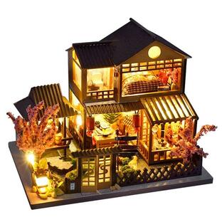 CuteBeeドールハウス 和庭園 ドールハウス キット ミニチュア DIY木製ミニドリーム LEDの画像