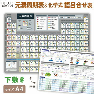 【 元素周期表 下敷き 】ノートライフ 元素記号 下敷き 中学生 a4 (30×21cm）日本製 面白語呂合わせ表 (元素表、語呂合わせ表（裏）)【 元素 周期 表 周期表 学習 化学周期表 元素記号 表 元素表 暗記 高校 中学 英語 歴史 受験 高校生 】の画像