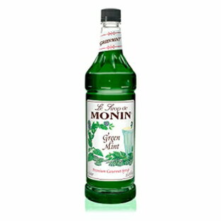 Monin - グリーンミントシロップ、大胆なペパーミント風味、カクテル、スムージー、紅茶に最適、グルテンフリー、ビーガン、非遺伝子組み換え (1 リットル) Monin - Green Mint Syrup, Bold Peppermint Flavor, Great for Cocktails, Smoothies, &の画像