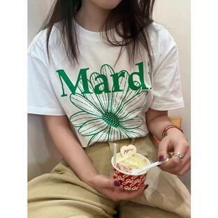 Mardi MERCREDI Tシャツ レディース メンズ トップス 半袖 丸ネック ロゴＴシャツ コットン カジュアル 可愛い 韓国ファッション 男女兼用 カワイイ 新作の画像