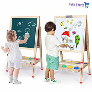 お絵かきボード 子供黒板 ホワイトボード 木製イーゼル 収納トレイ付き 落書き 子供たちが学ぶのを助けるの画像