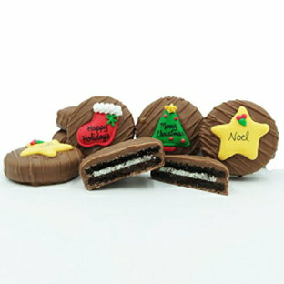 フィラデルフィア キャンディーズ ミルクチョコレートで覆われたオレオクッキー、クリスマスグリーティング詰め合わせ (ハッピーホリデー、ノエル、メリークリスマス) ギフトネット重量 8 オンス Philadelphia Candies Milk Chocolate Covered OREO Cookies,の画像