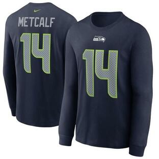 ナイキ Tシャツ トップス メンズ DK Metcalf Seattle Seahawks Nike Player Name & Number Long Sleeve TShirt Navyの画像