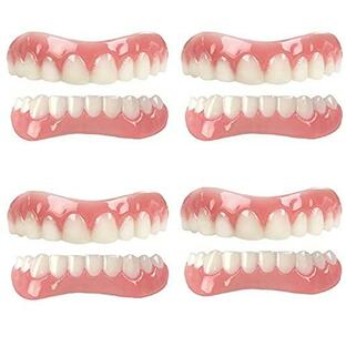 4ペア化粧ベニア歯一時義歯歯ナチュラルシェードインスタント歯上下ベニアは悪い歯の男性と女性のためのコンフォート義歯にスナップしますの画像