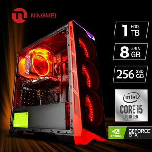 ゲーミングPC フォートナイト デスクトップパソコン 本体【Intel Core i5-10400F / GTX 1050ti / メモリ8GB /SSD256G +HDD 1TB/ Windows10 Home】デスクトップPC ゲーム 仕事用 gaming pc 初心者 apex おススメ 自作 パソコン pc デスク 新品 NINGMEI 1年保証の画像