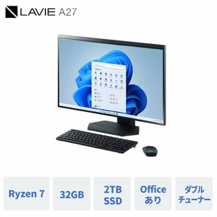 【5/23-DEAL10%+最大P25倍】【公式】 新品 NEC オールイン ワンデスクトップパソコン 一体型 office付き 23夏 LAVIE Direct A27 27インチ Windows 11 Home AMD Ryzen 7 メモリ 32GB 2TB SSD ブルーレイ 1年保証 送料無料の画像
