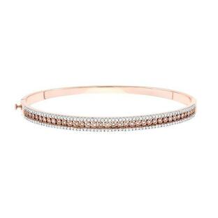 アンブランデッド レディース ブレスレット・バングル・アンクレット アクセサリー 1 Carat T.W. Diamond 18k Rose Gold-Plated Bangle Braceletの画像