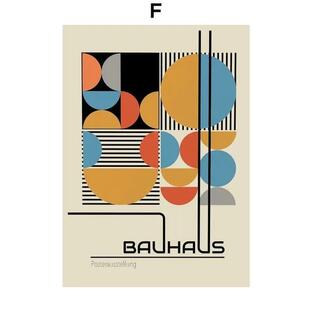 バウハウス Bauhaus ミッドセンチュリー モダン キャンバスアートポスター 50×70cm イラスト インテリア 雑貨 海外製 枠なし Fの画像