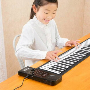 ロールアップピアノ 61鍵 電子ピアノ 子供向け シリコン製 録音機能 PCへの入力機能 MIDI OUT イヤホン対応 再生機能 楽曲制作 楽器 知育 音育 音楽 練習 おもちゃ 玩具 卓上 持ち運び 省スペース コンパクト 簡易 サイレント サブピアノ インテリア クーポン配布中の画像
