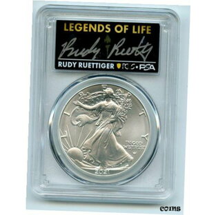 アンティークコイン コイン 金貨 銀貨 American Silver Eagle Typ PCGS PSA MS70 Legends of Life Rudy Ruettigerの画像